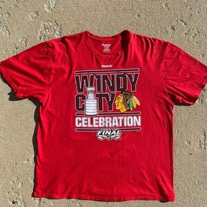 Vintage Red NHL Chicago Blackhawks Windy City Stanley Cup T-shirt